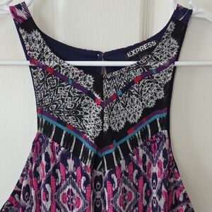 Express Multicolor Sleeveless Printed Dress in Black, Pink & Blue